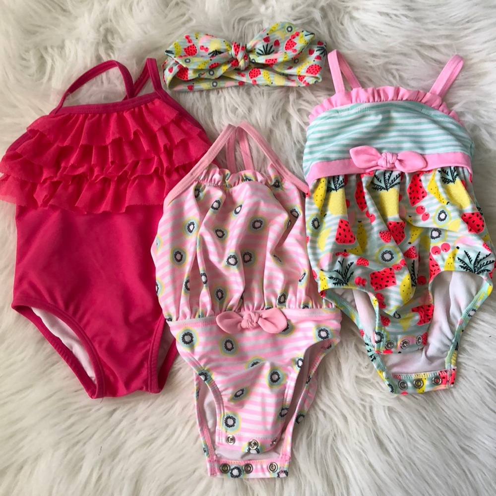 Baby bathing suit bundle with matching headband